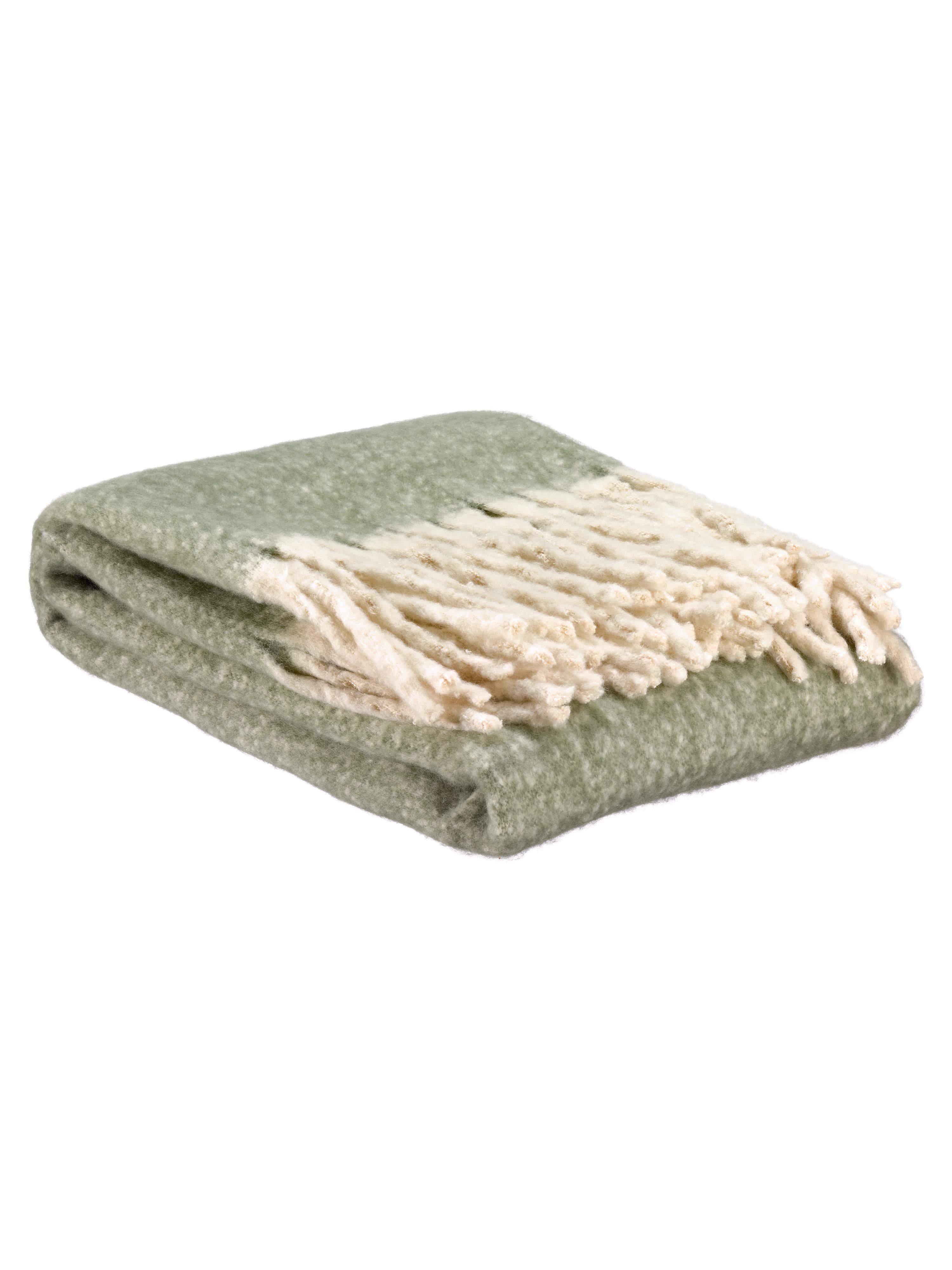 Isabel Recycled Fringed Throw - Vert De Gris