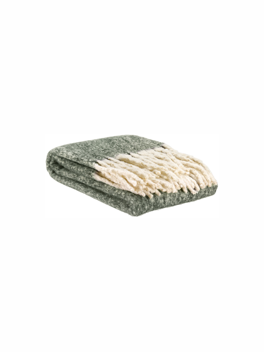 Isabel Recycled Fringed Stripe Throw - Olive