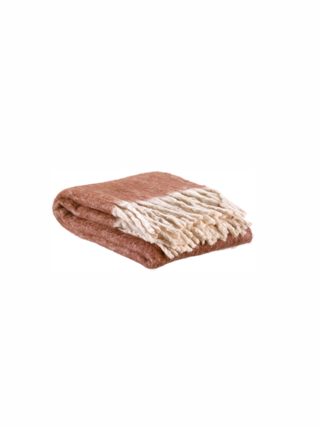 Isabel Recycled Fringed Stripe Throw - Rust