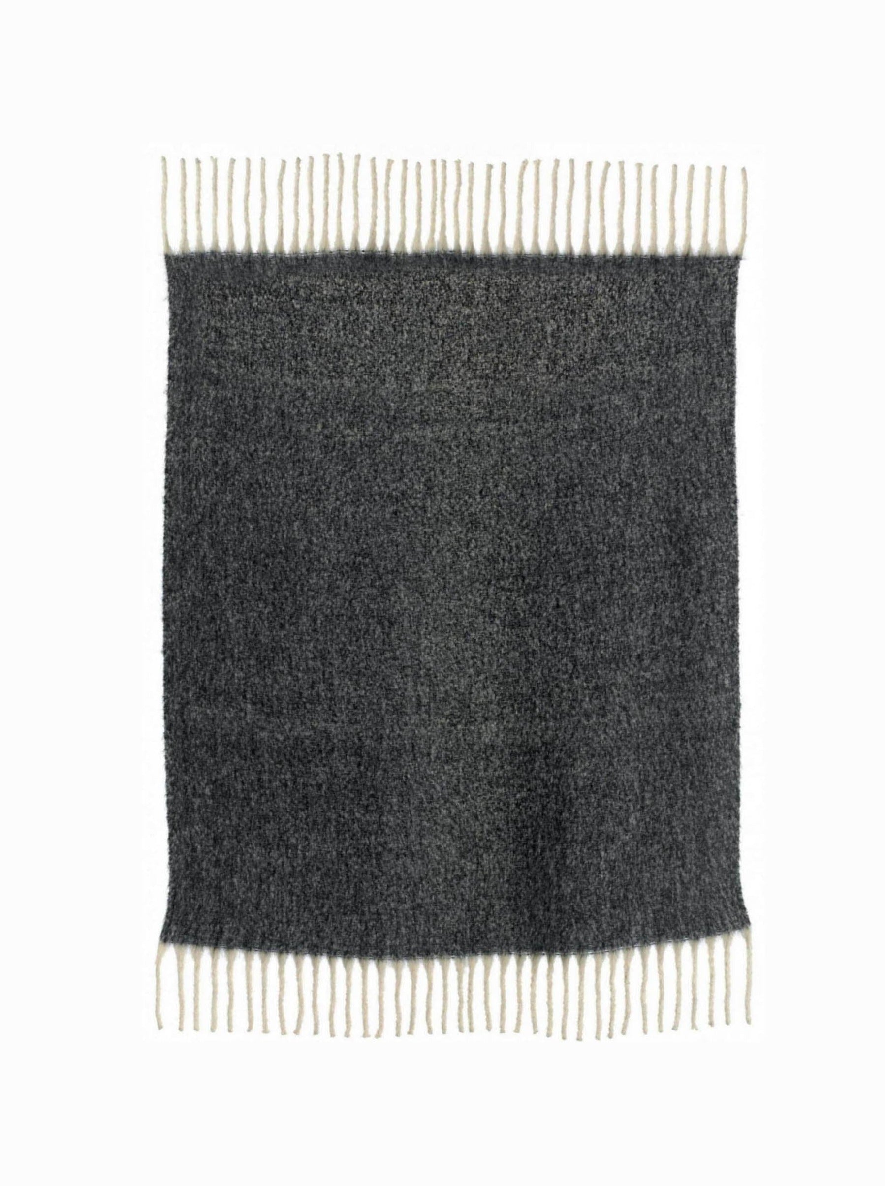 Isabel Recycled Fringed Throw - Caviar