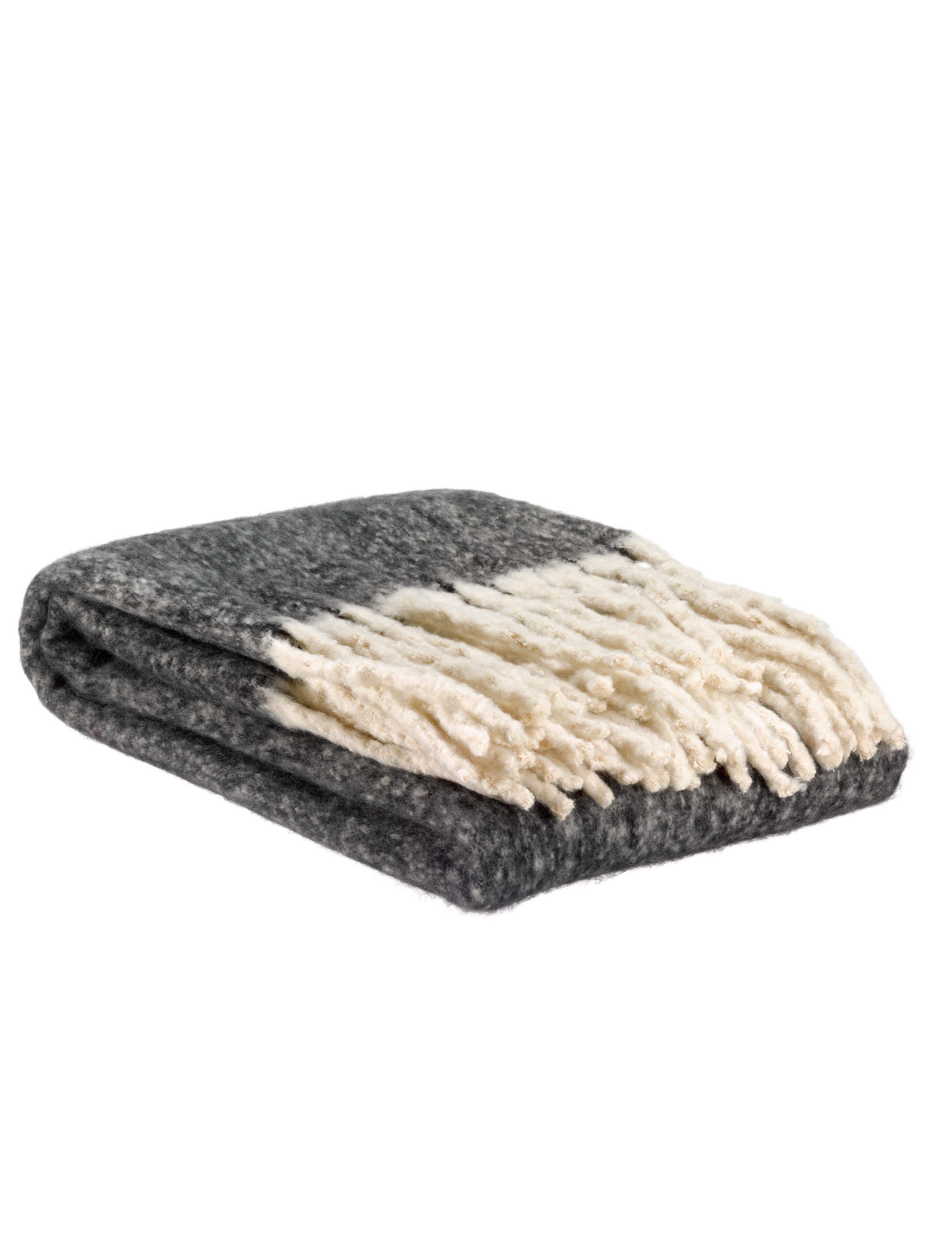 Isabel Recycled Fringed Throw - Caviar