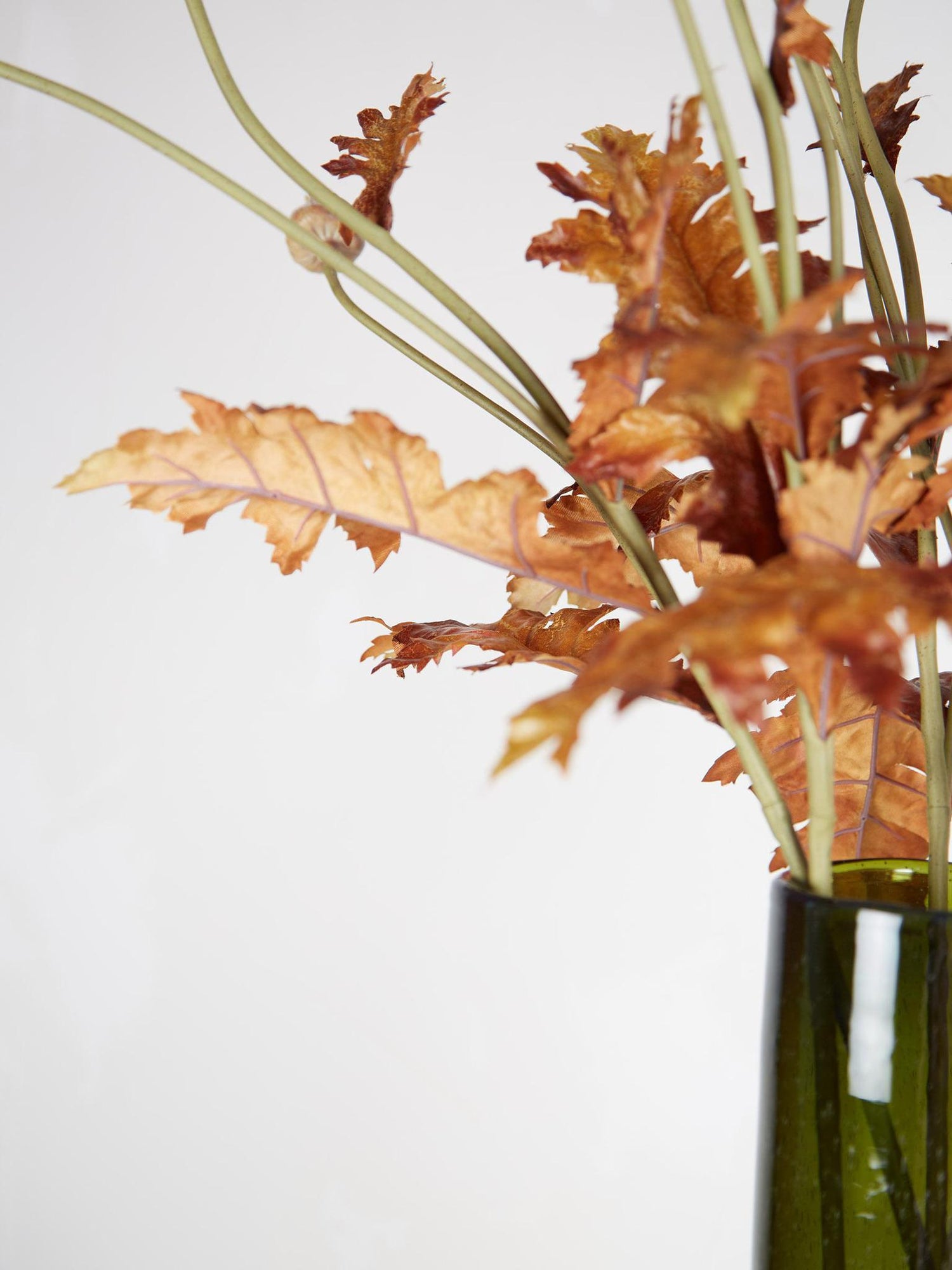 Faux Brown and Pink Poppy Seed Stem with Leaves