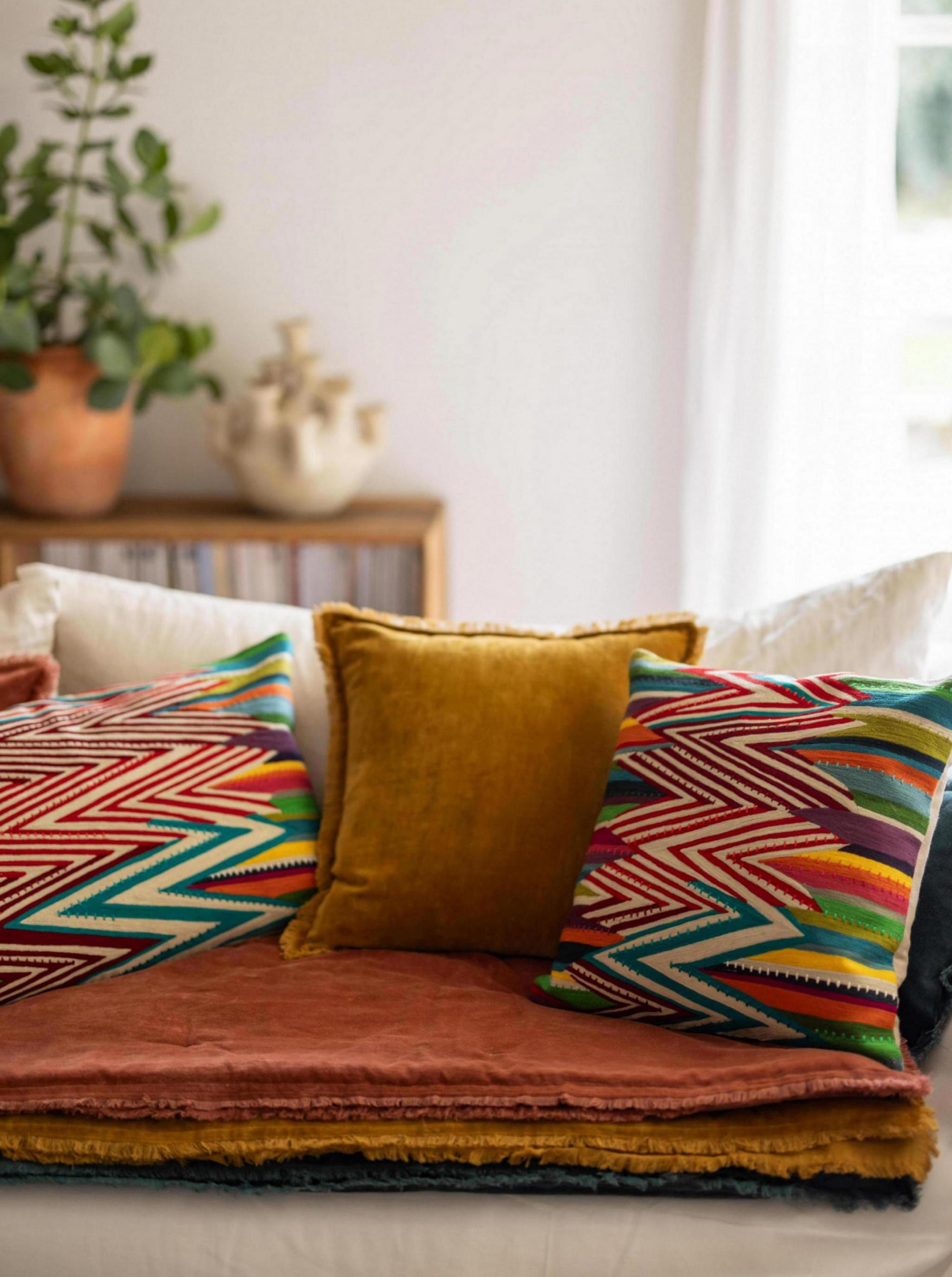 Fara Fringed Velvet Cushion - Saffron - 3 Sizes Avaliable