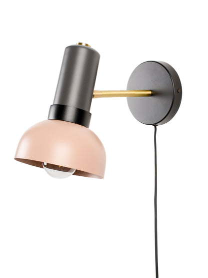 Charlie Tiltable Wall Lamp - Brass, Grey &amp; Pink