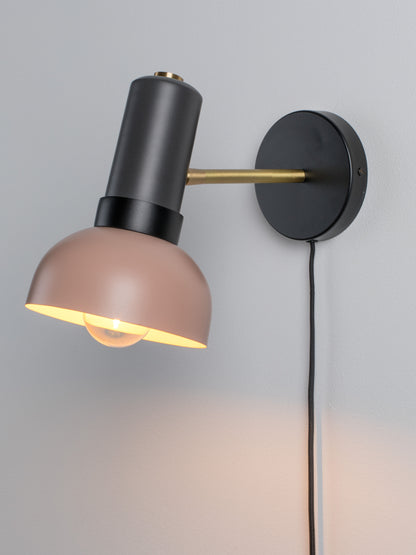 Charlie Tiltable Wall Lamp - Brass, Grey &amp; Pink