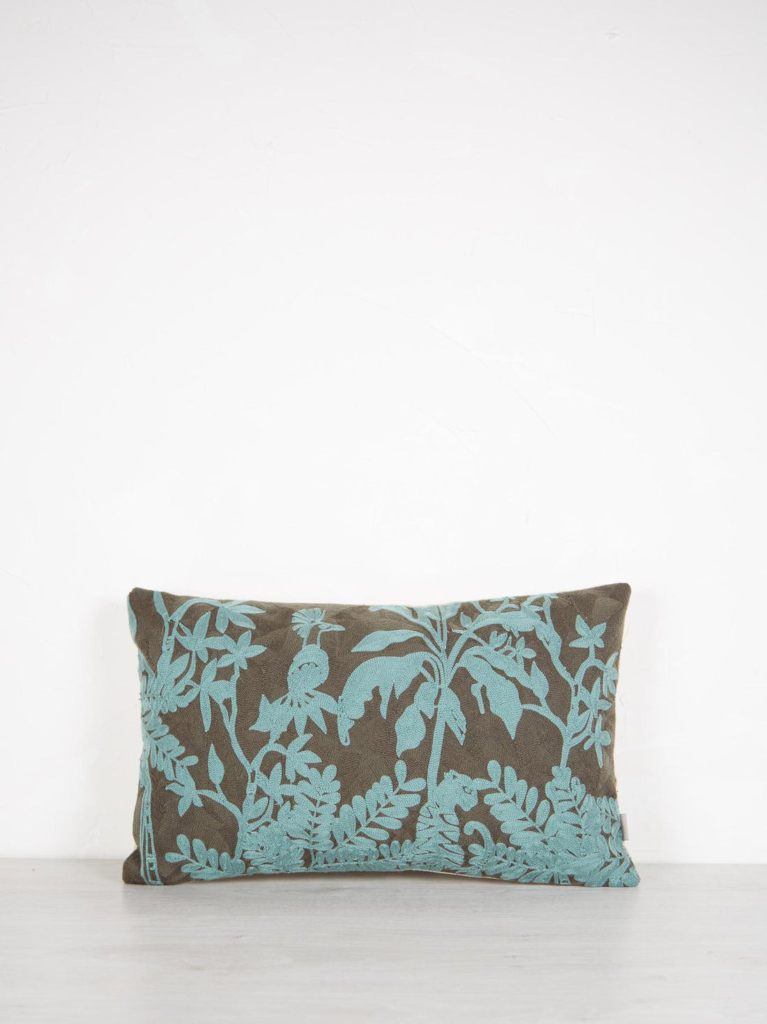 Raki Embroidered Cushion - 30x50cm - Carbone