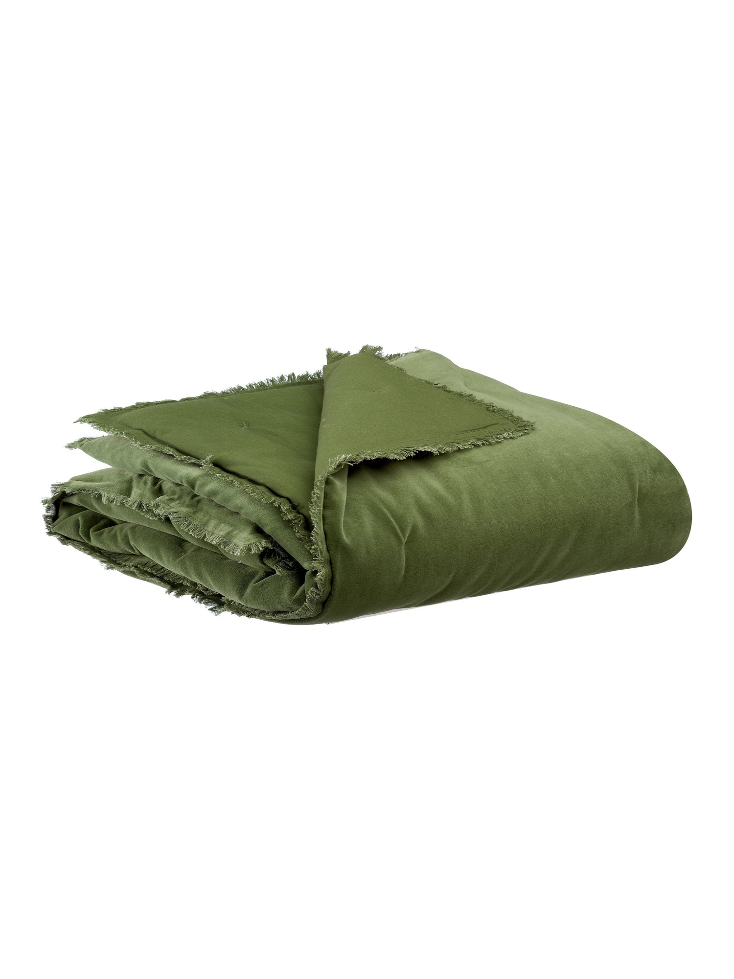 Fara Velvet Fringed Throw in Eucalyptus 135 X 200cm