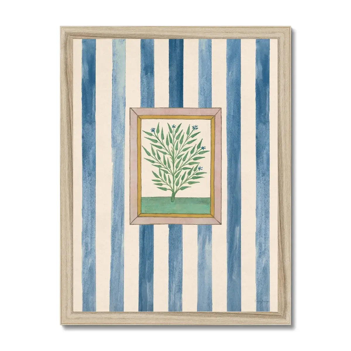 Book of Herbs Blue Stripe Fine Art Print