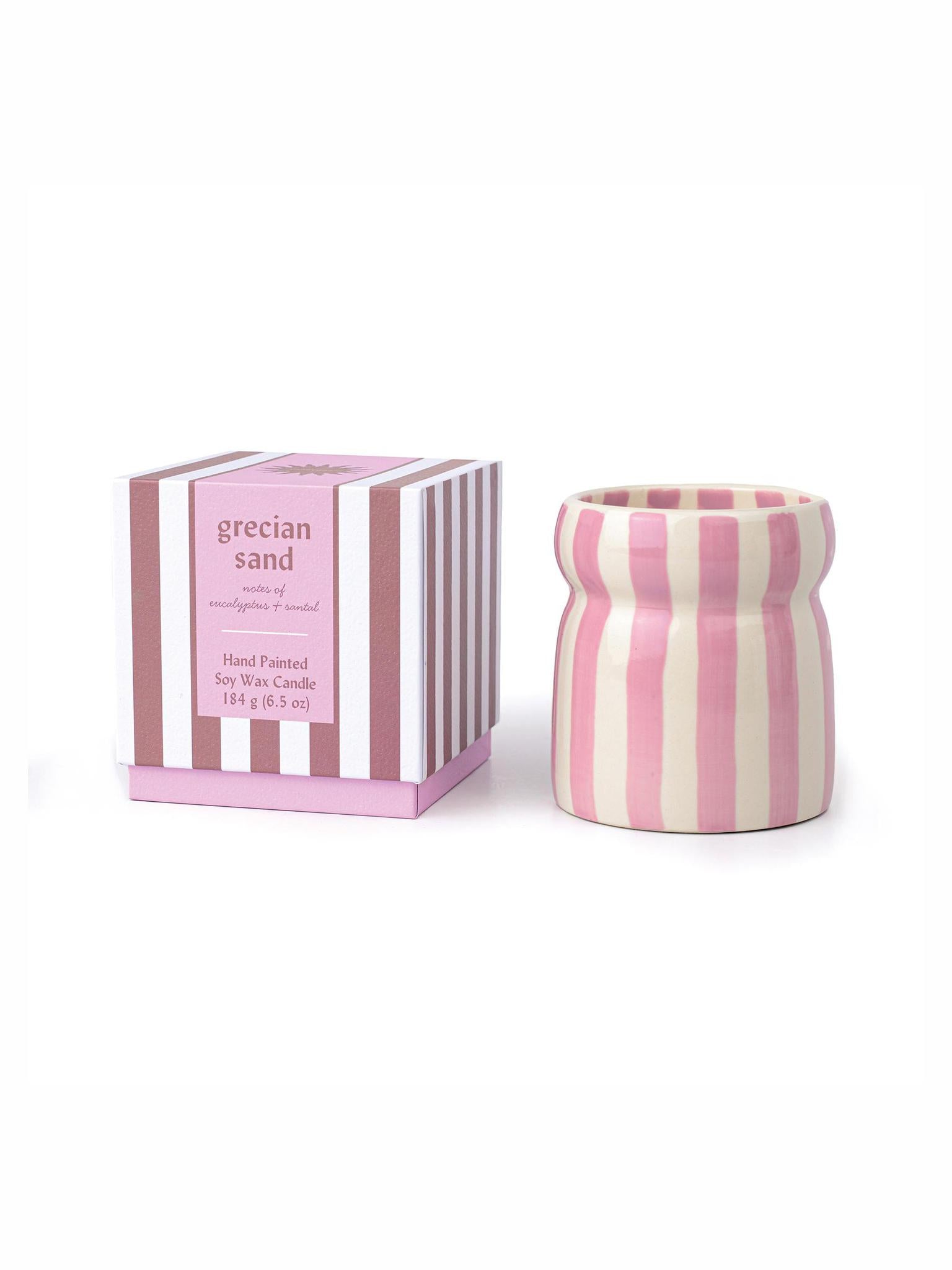 Cabana 6.5oz/184g Rust Striped Ceramic Candle - 7 Colours Available