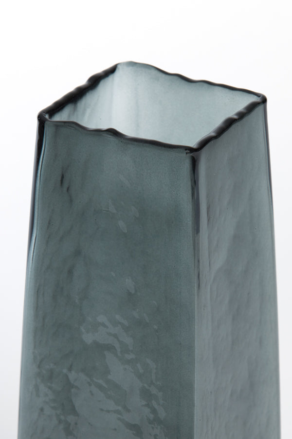 Textured Glass Stem Vase - Dark Grey