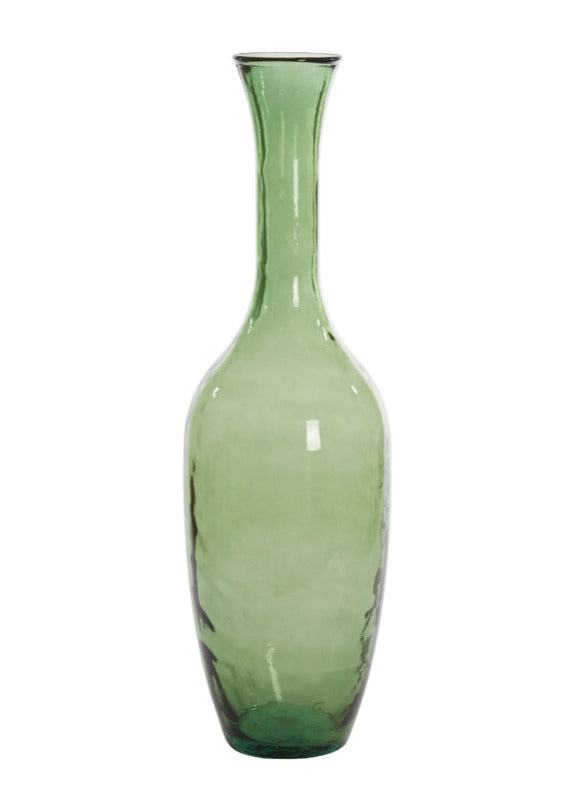 Tall Textured Green Glass Vase