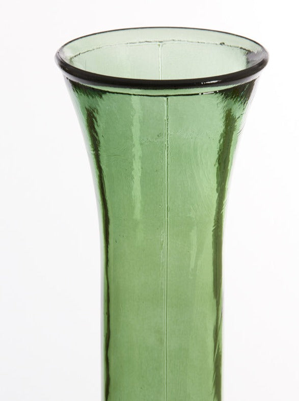 Tall Textured Green Glass Vase