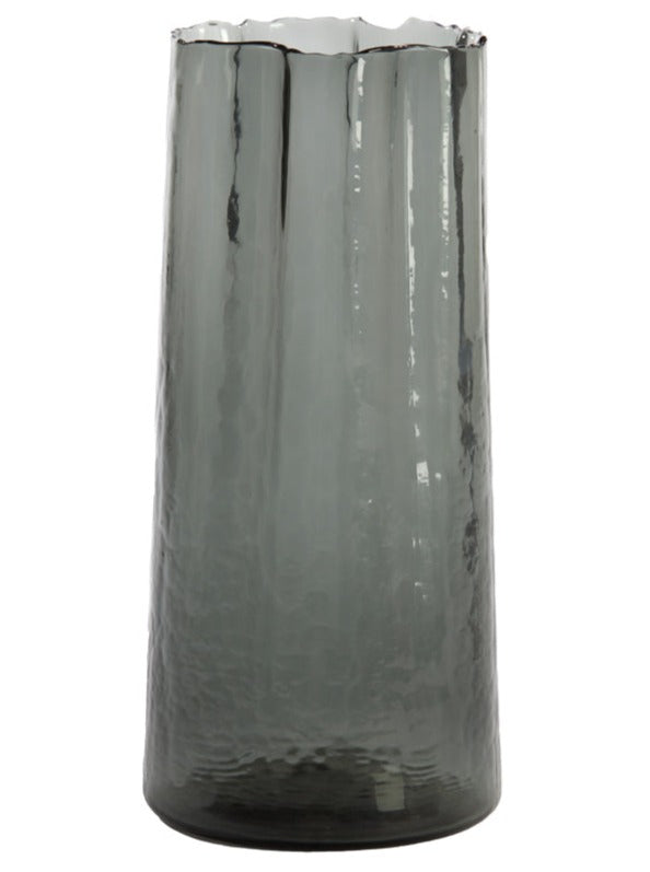 Textured Glass Stem Vase - Grey