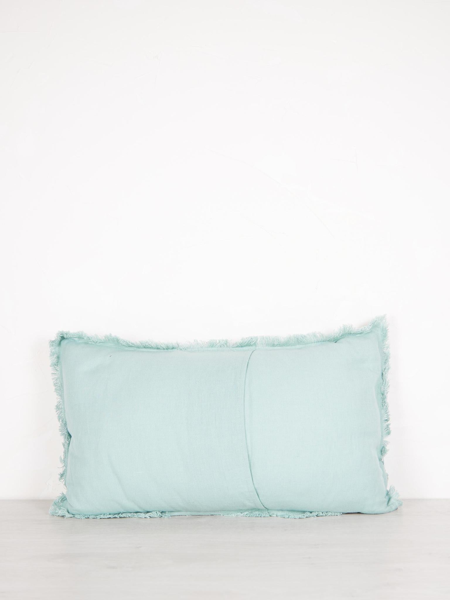 Laly Linen &amp; Cotton Plain Cushion in Opaline - 30x50cm