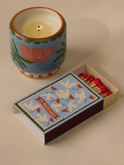 Adopo Hand-painted 8 oz Flower Ceramic Boxed Candle - Cactus Flower