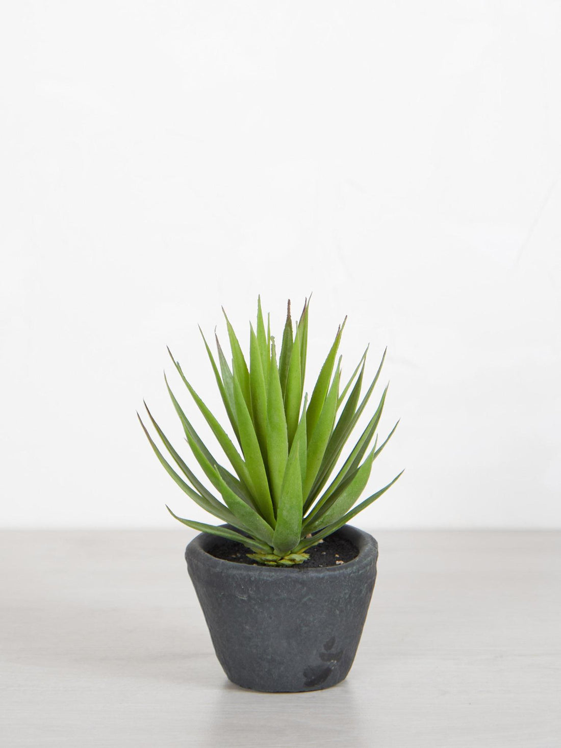 Faux Green Spikey Airplant in Dark Grey Cement Pot