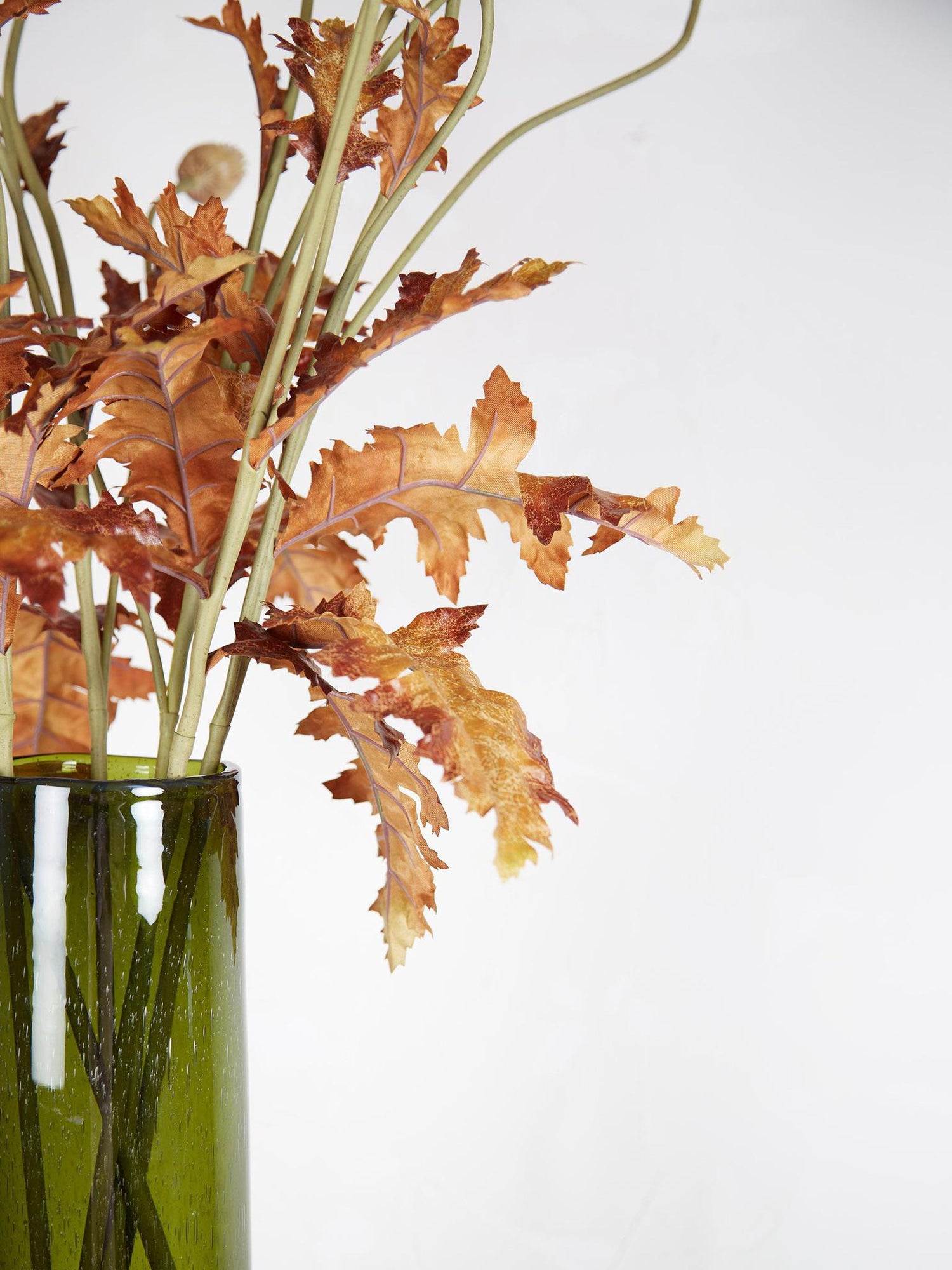 Faux Brown and Pink Poppy Seed Stem with Leaves