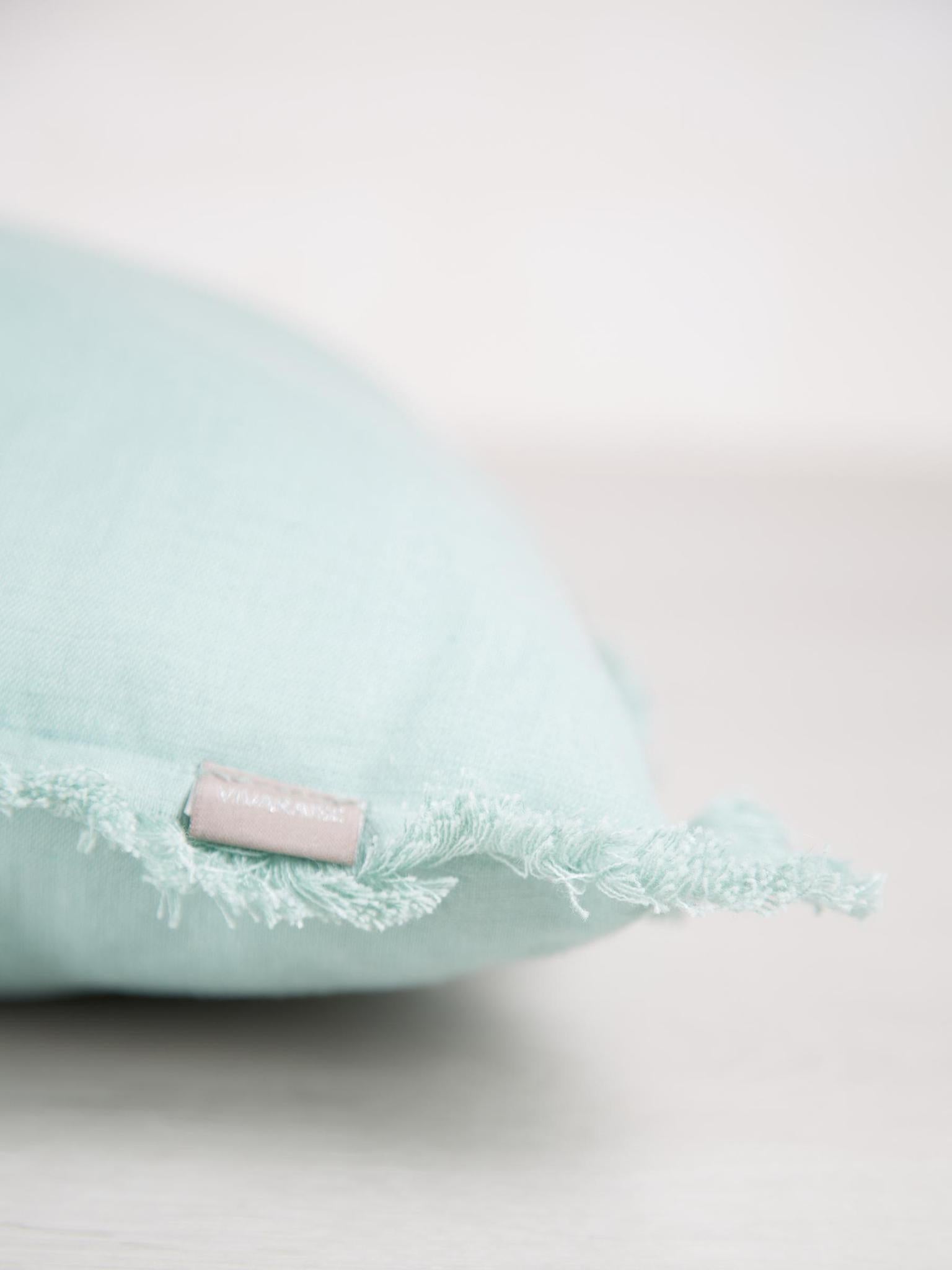 Laly Linen &amp; Cotton Plain Cushion in Opaline - 30x50cm