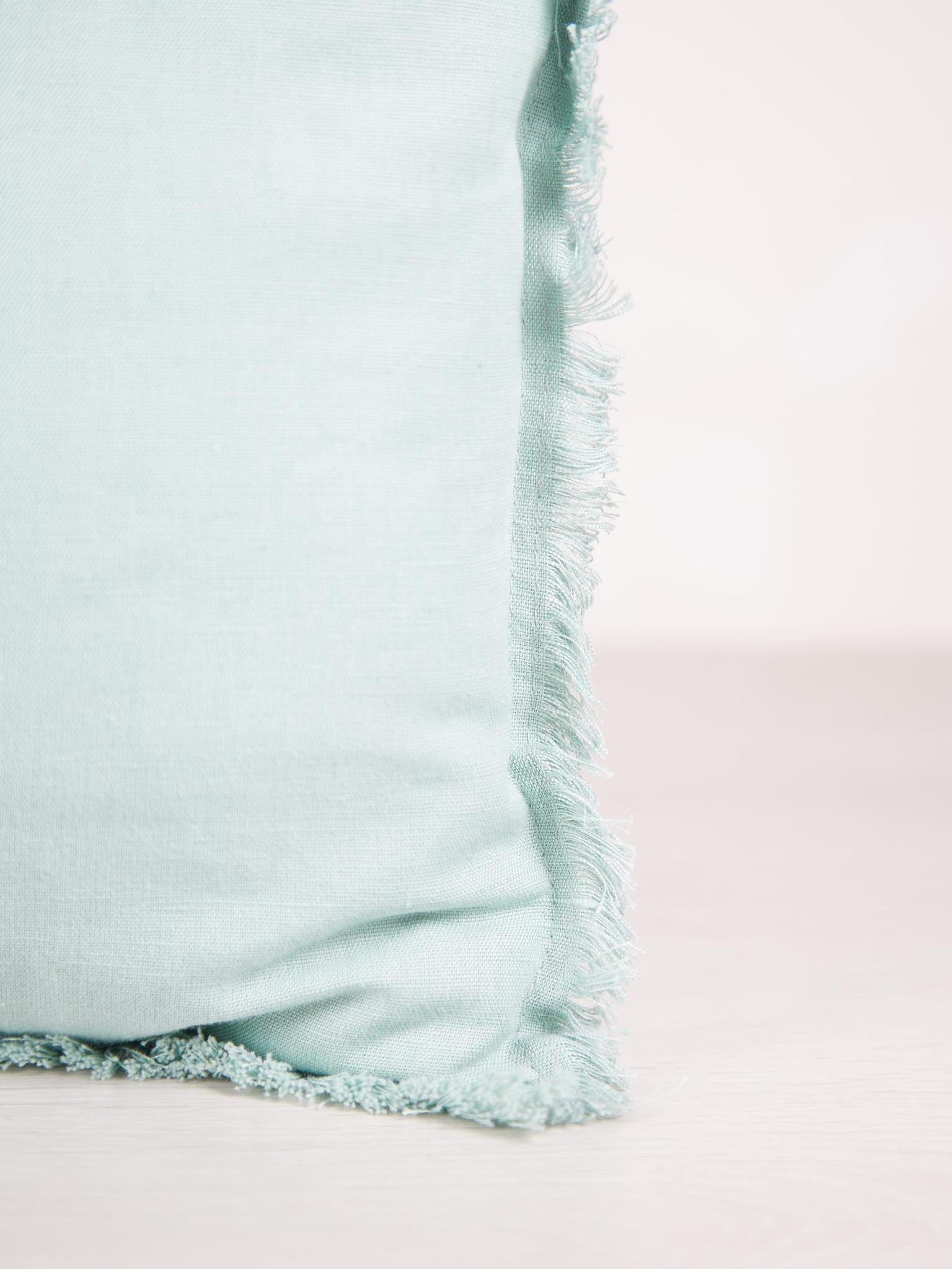 Laly Linen &amp; Cotton Plain Cushion in Opaline - 30x50cm