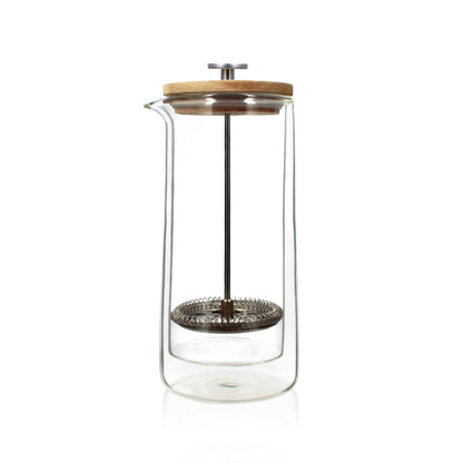 800 ml double-walled glass and wood French press