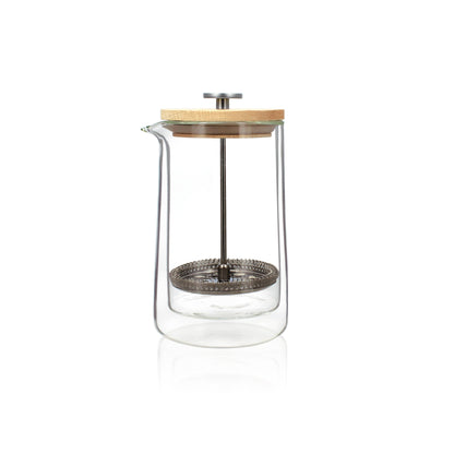 500 ml double walled glass and wood French press