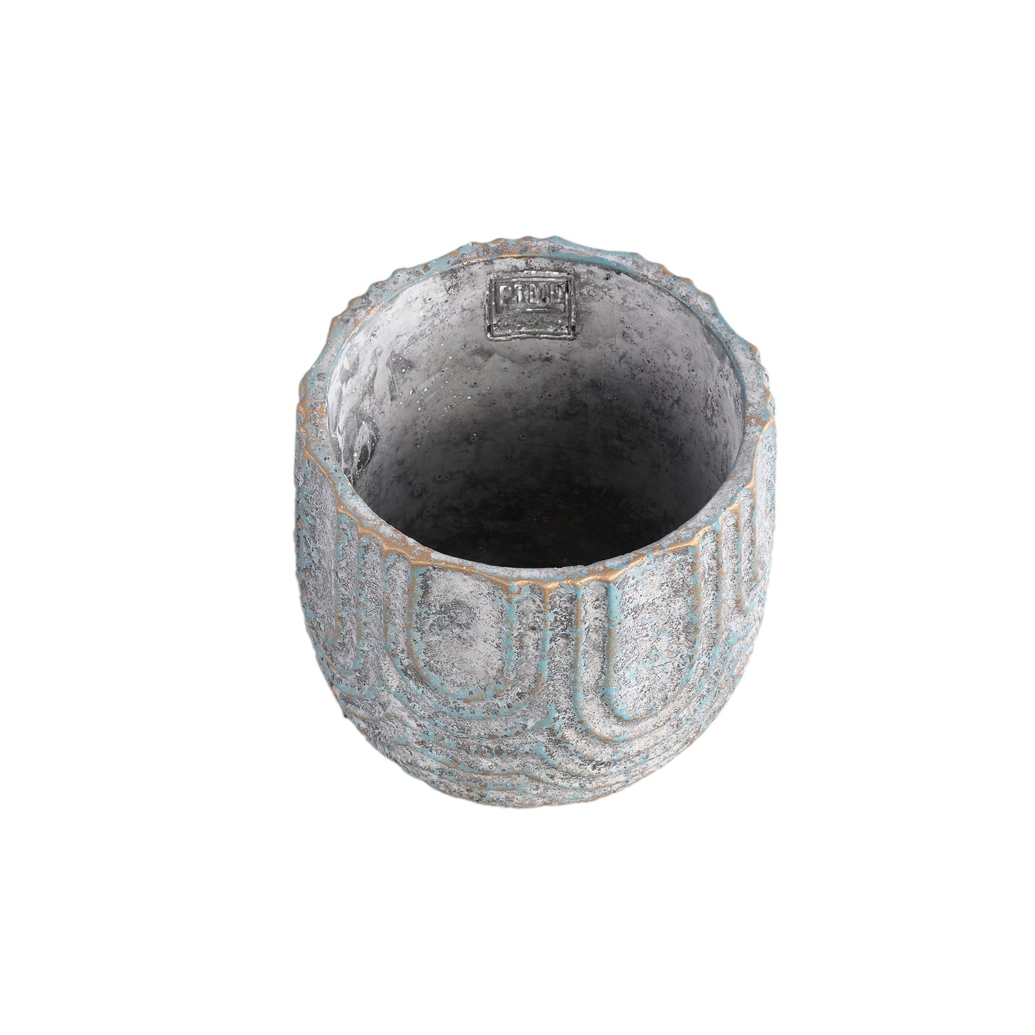 Rexin Grey Patterned Cement Plant Pot - Large