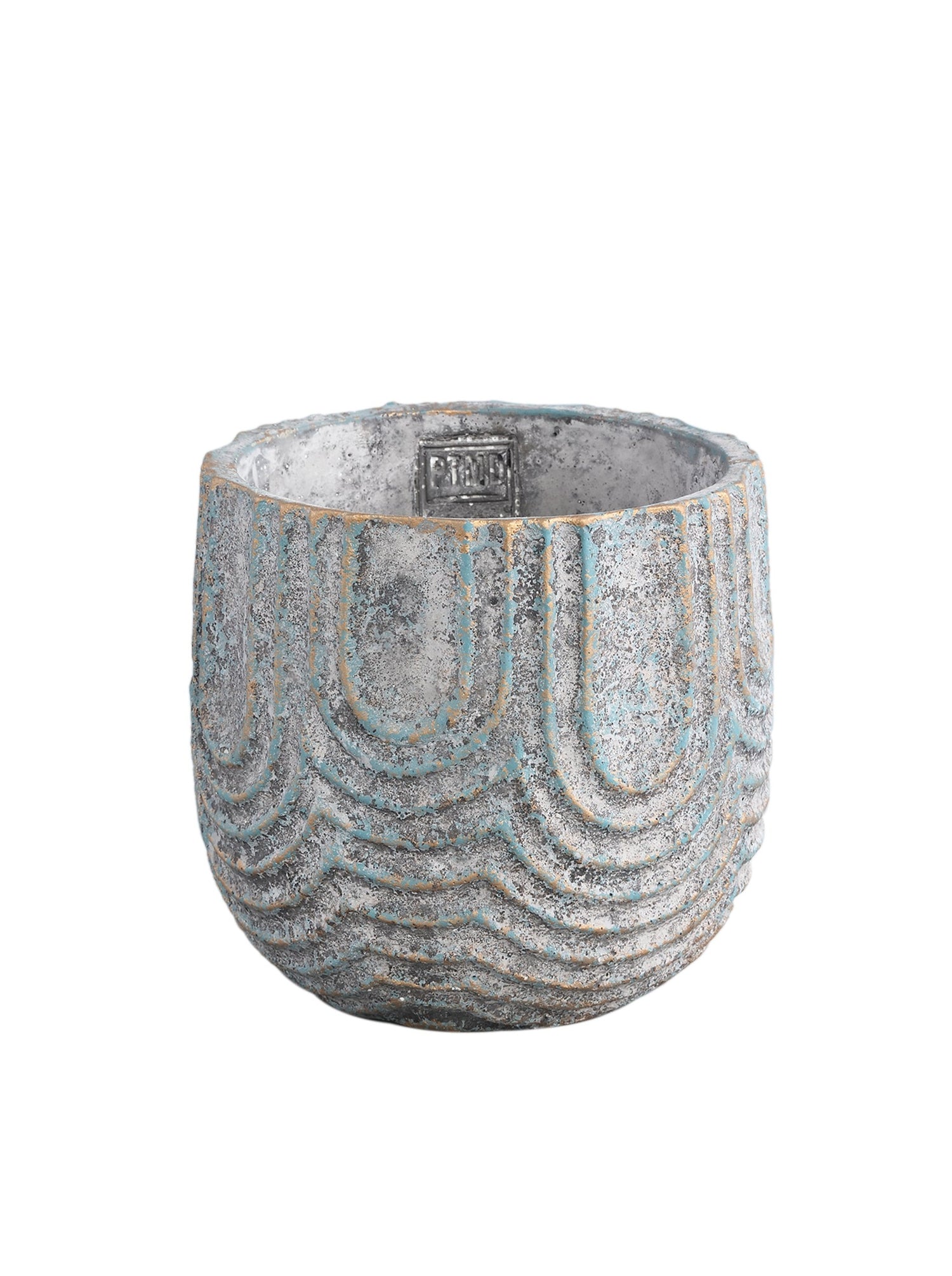 Rexin Grey Patterned Cement Plant Pot - Large