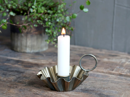 Antique Brass Grooved Candlestick