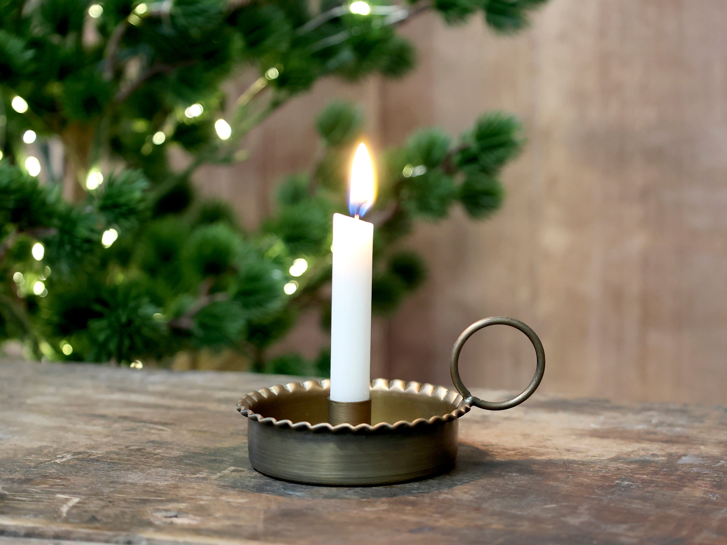 Antique Brass Scalloped Candlestick