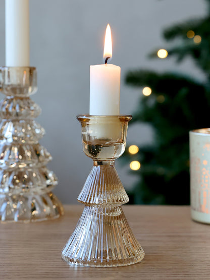 Antique Amber Coloured Glass Candlestick