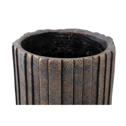 Yaran Black Cement Plant Pot With Stripes