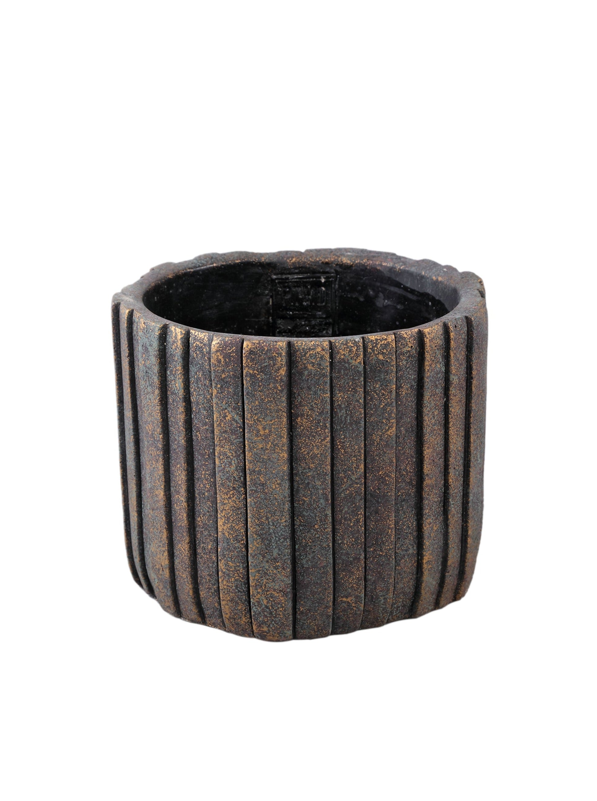 Yaran Black Cement Plant Pot With Stripes