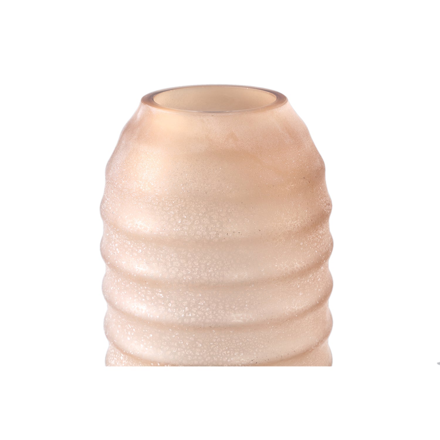 Yana Pink Matte Ribbed Glass &amp; Wood Vase - Large