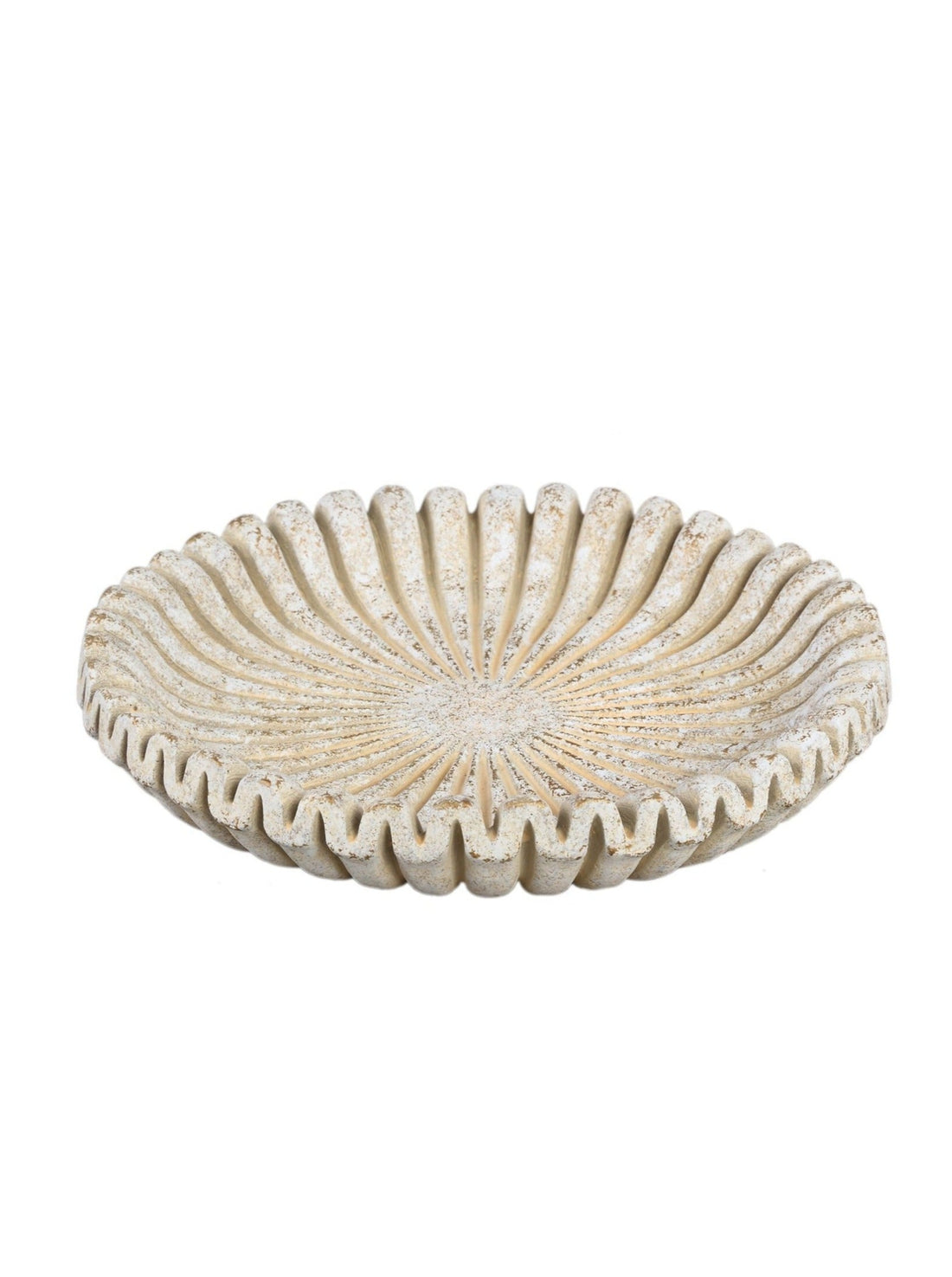 Raffay Cream Wavy Ribbed Cement Dish