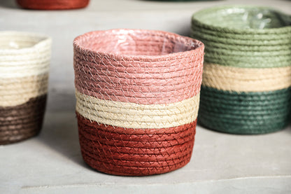 Tyro Green Layered Paper Rope Plant Pot / Basket - 3 Sizes Available