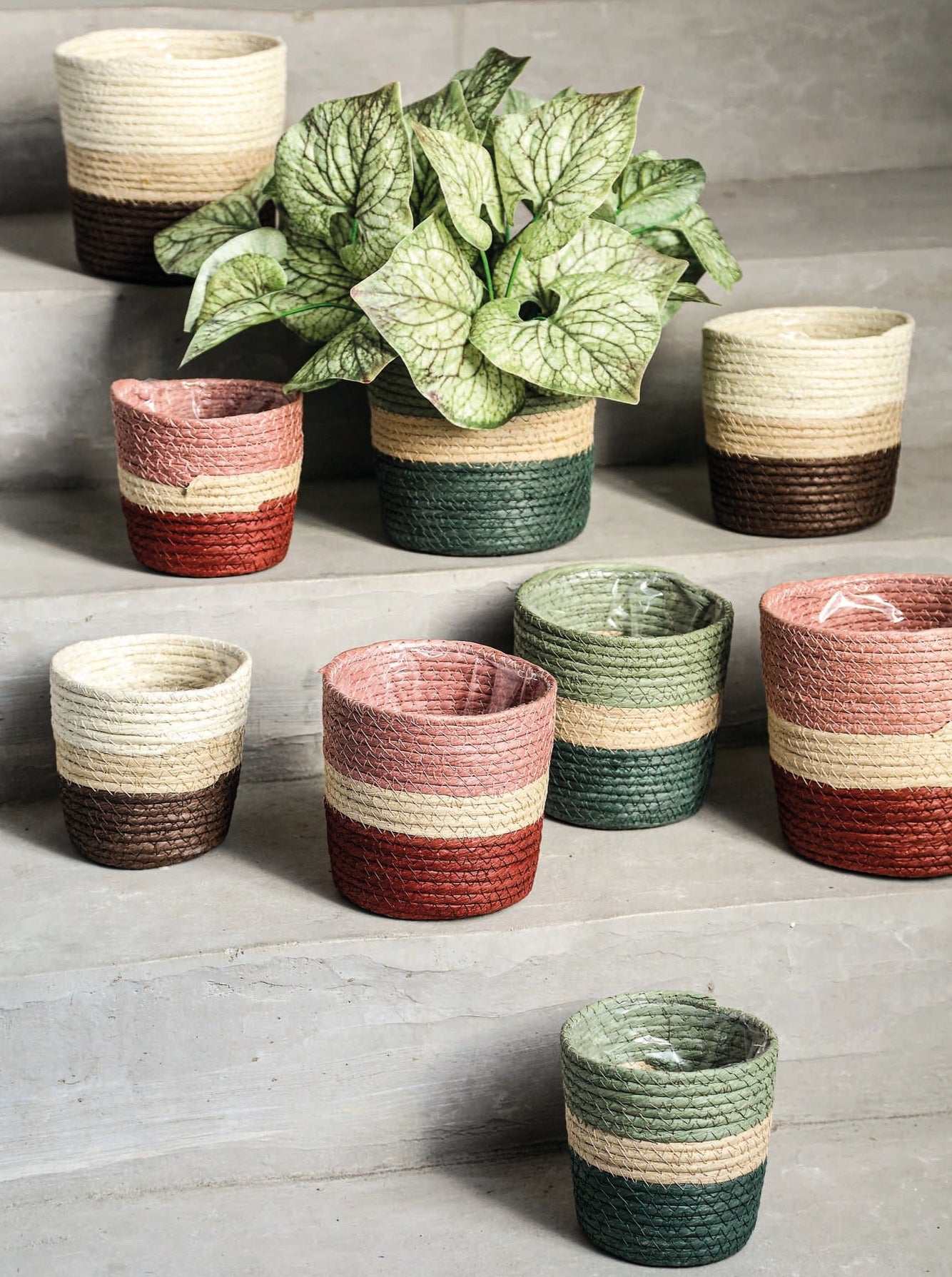 Tyro Pink Layered Paper Rope Plant Pot - 3 Sizes Available