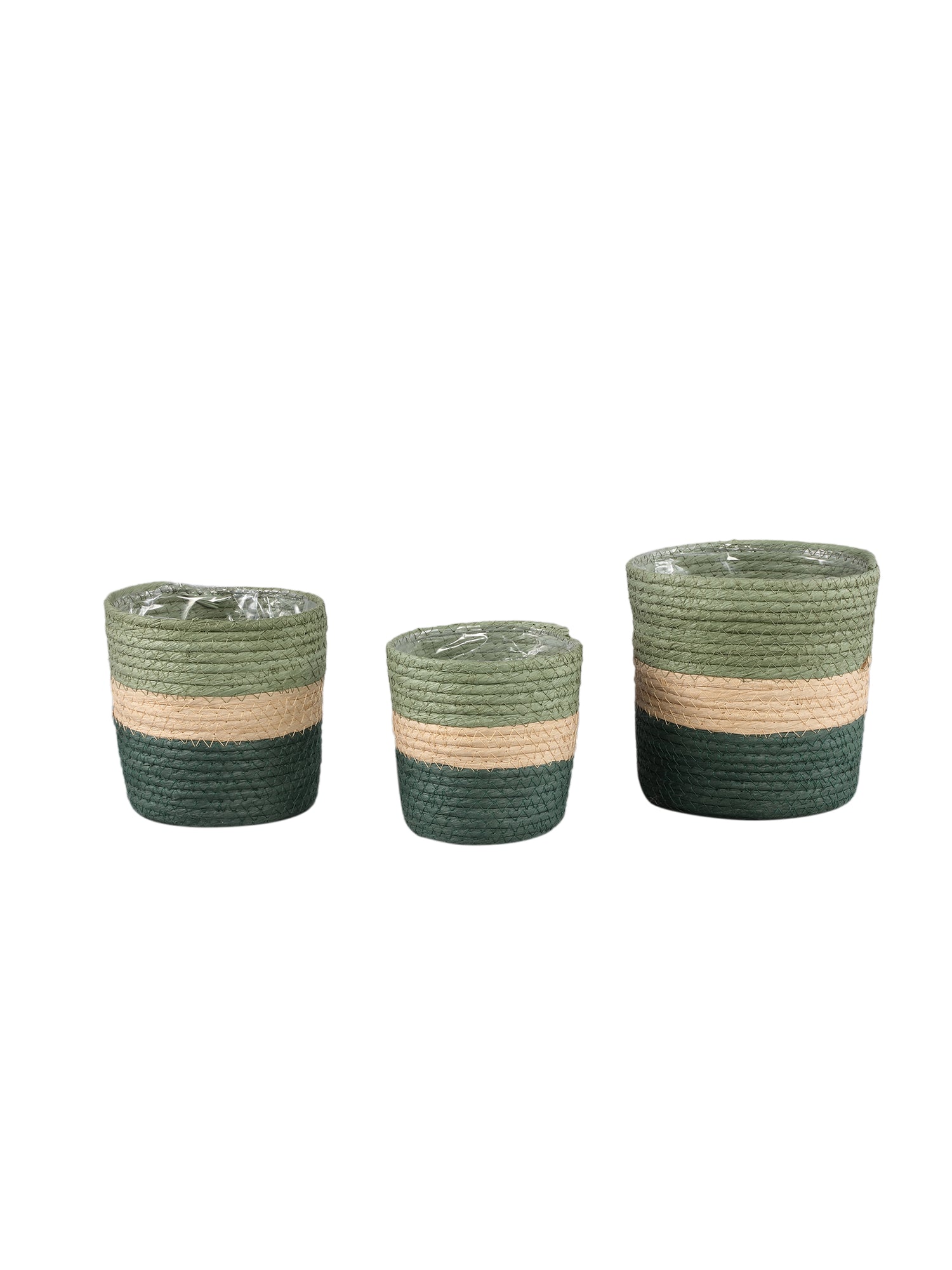 Tyro Green Layered Paper Rope Plant Pot / Basket - 3 Sizes Available