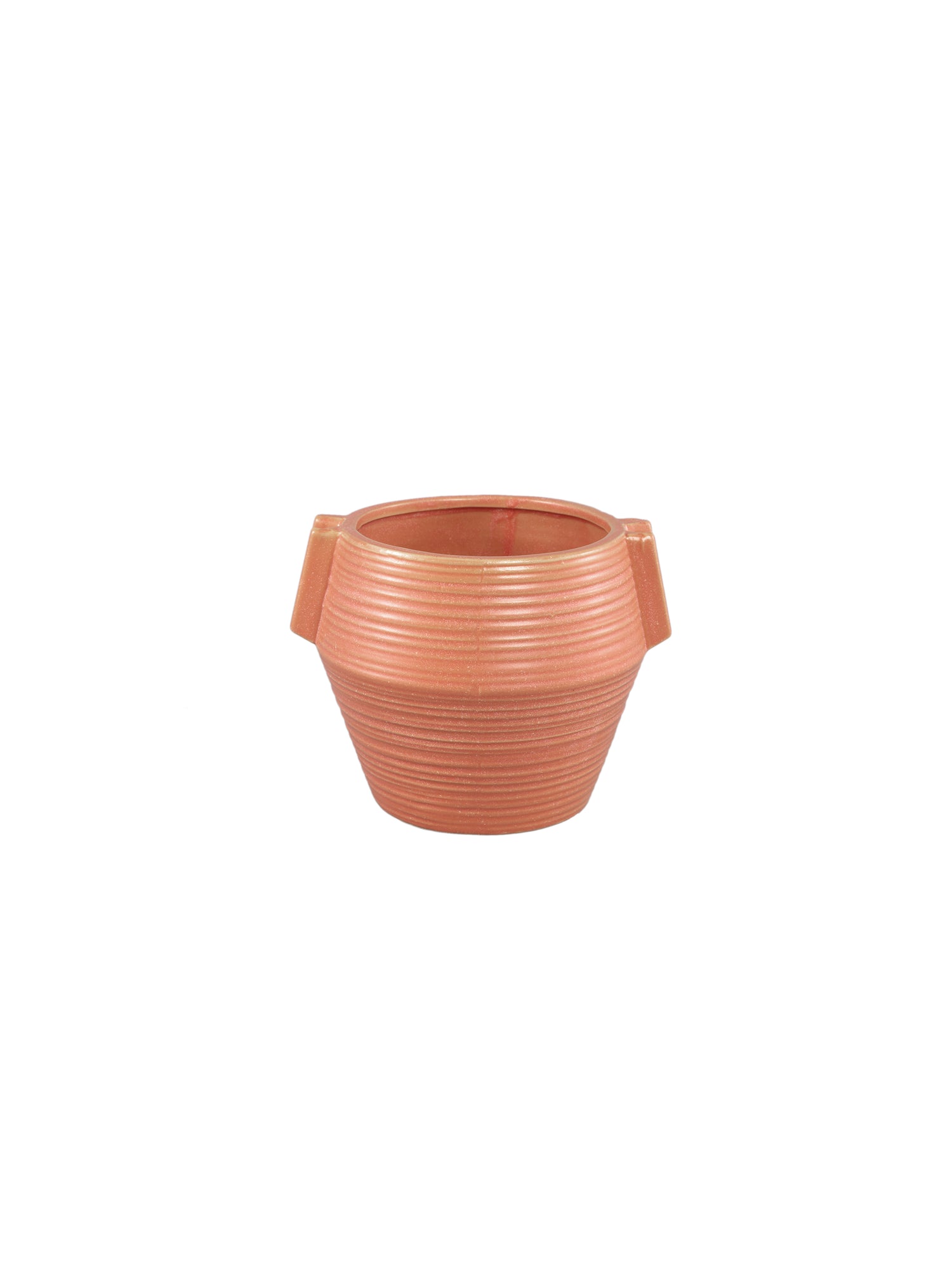 Shaine Orange Ribbed Ceramic Plant Pot - 2 Sizes Available