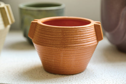 Shaine Orange Ribbed Ceramic Plant Pot - 2 Sizes Available