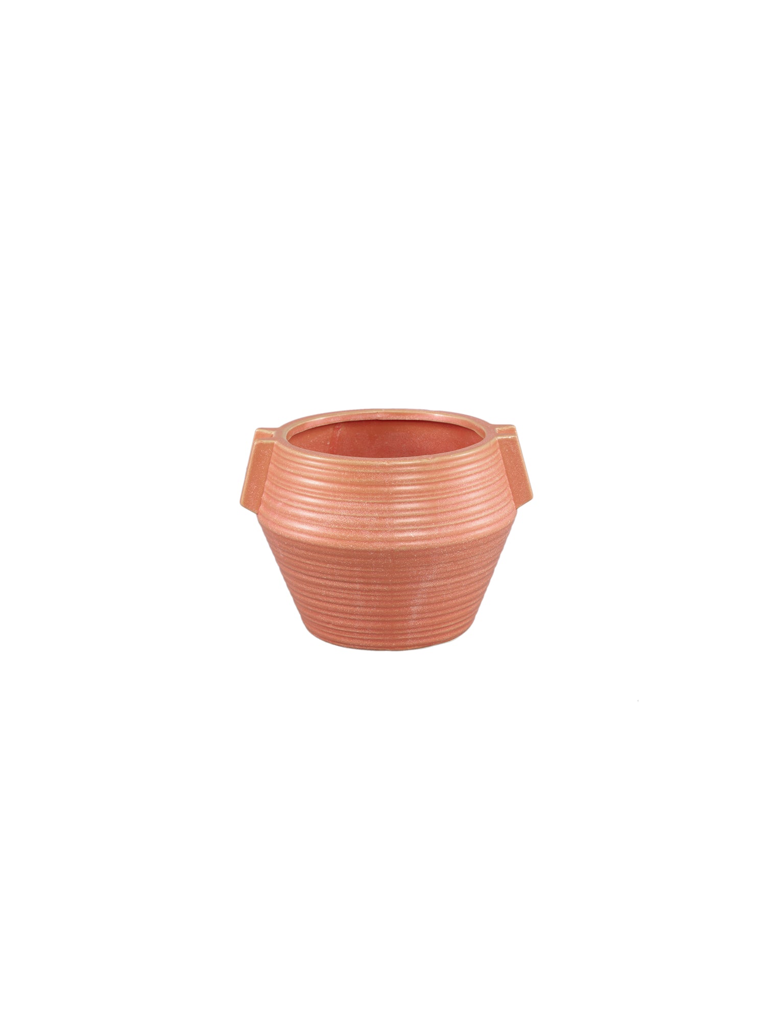 Shaine Orange Ribbed Ceramic Plant Pot - 2 Sizes Available