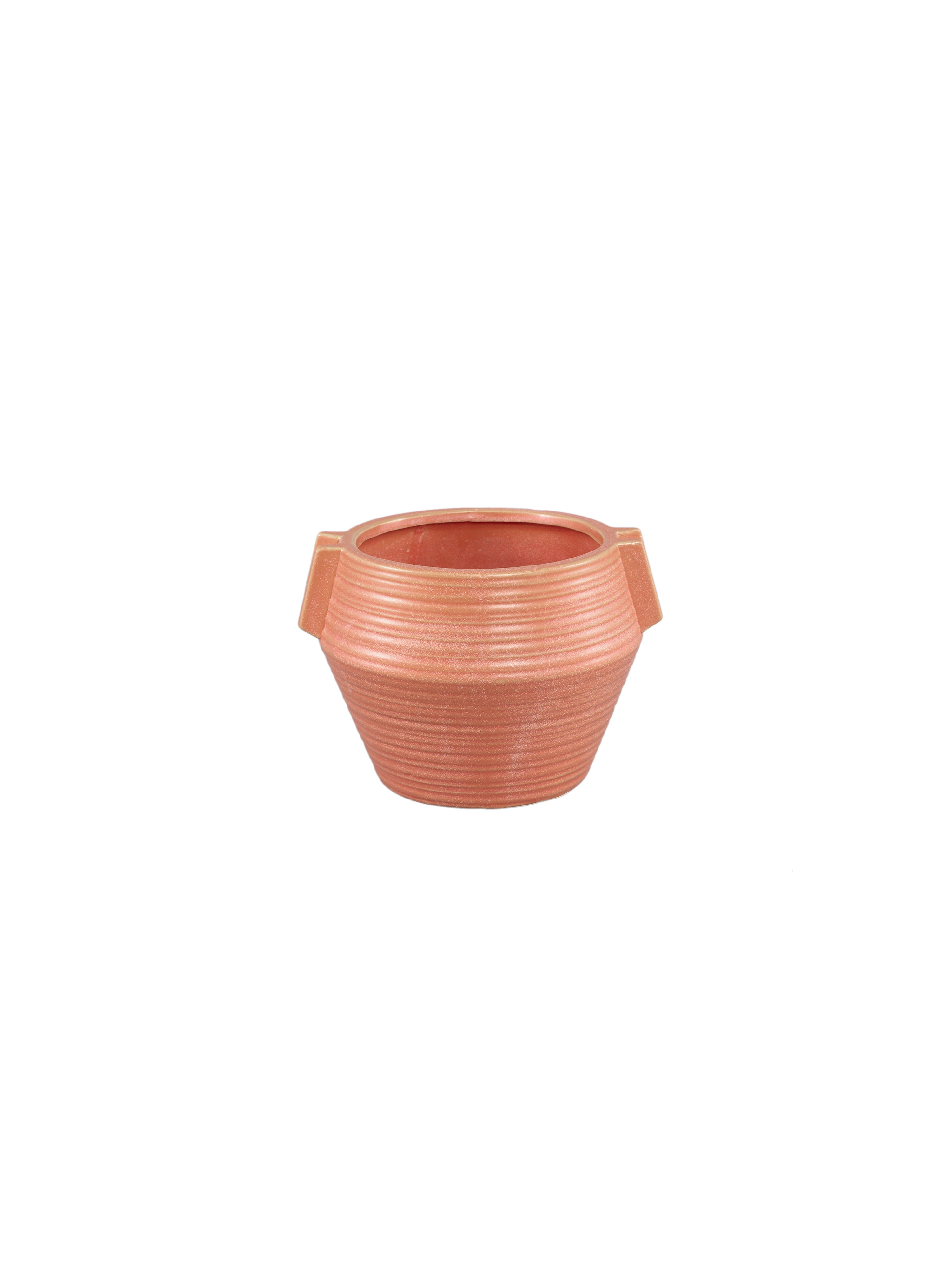 Shaine Orange Ribbed Ceramic Plant Pot - 2 Sizes Available