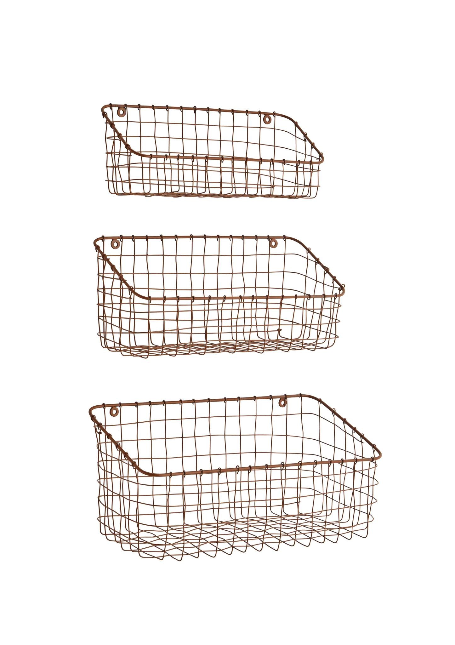 Rust Iron Mesh Wall Baskets - 3 Sizes Available