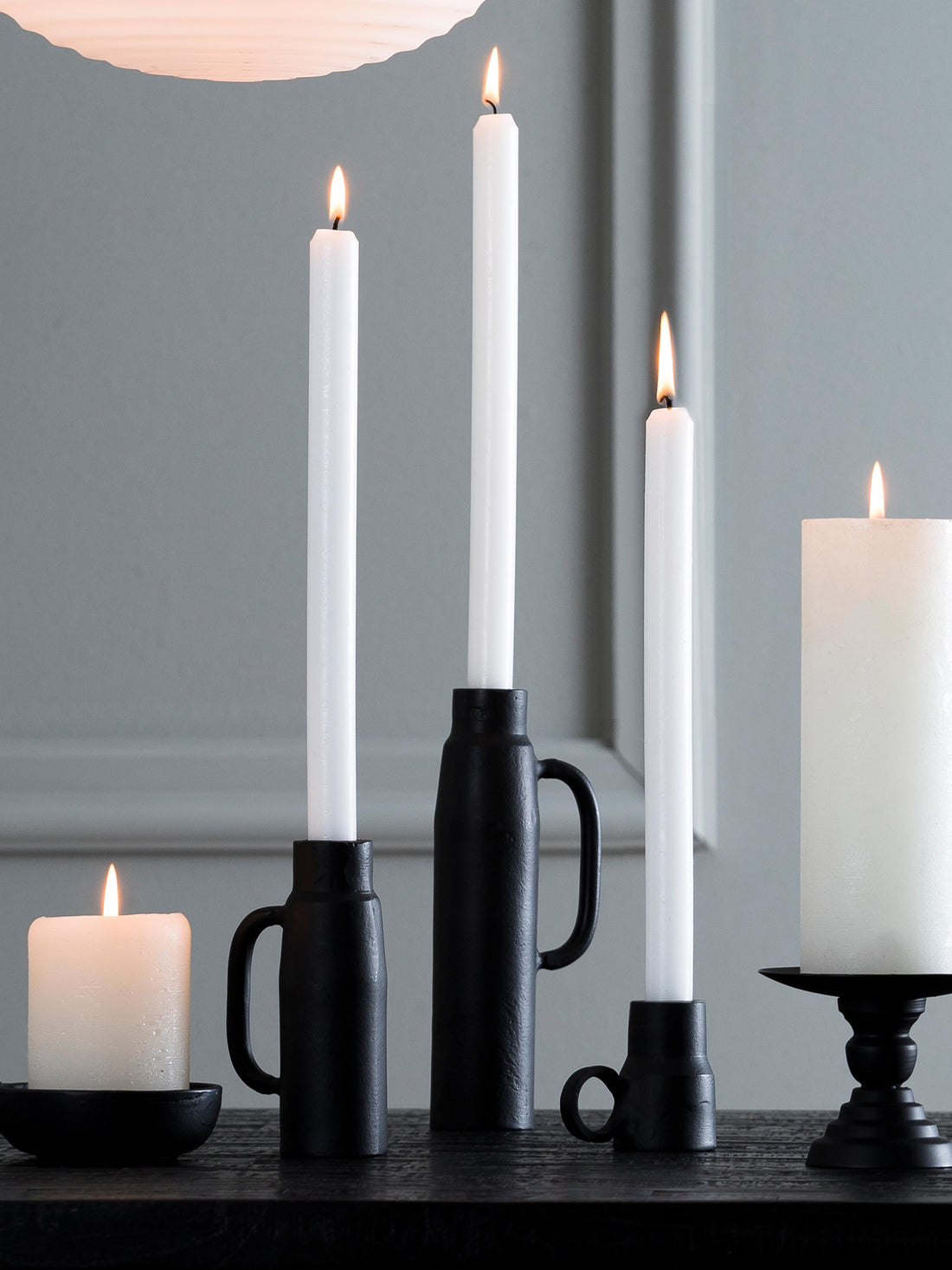 Oppilo Black Metal Candle Holder With Handle - 2 Sizes Available