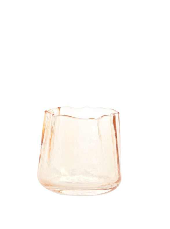 Small Organic Glass Tealight Holder - Peach