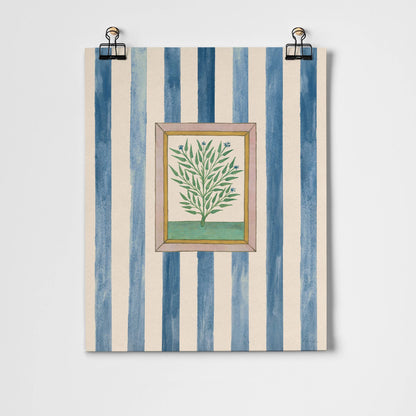 Book of Herbs Blue Stripe Fine Art Print