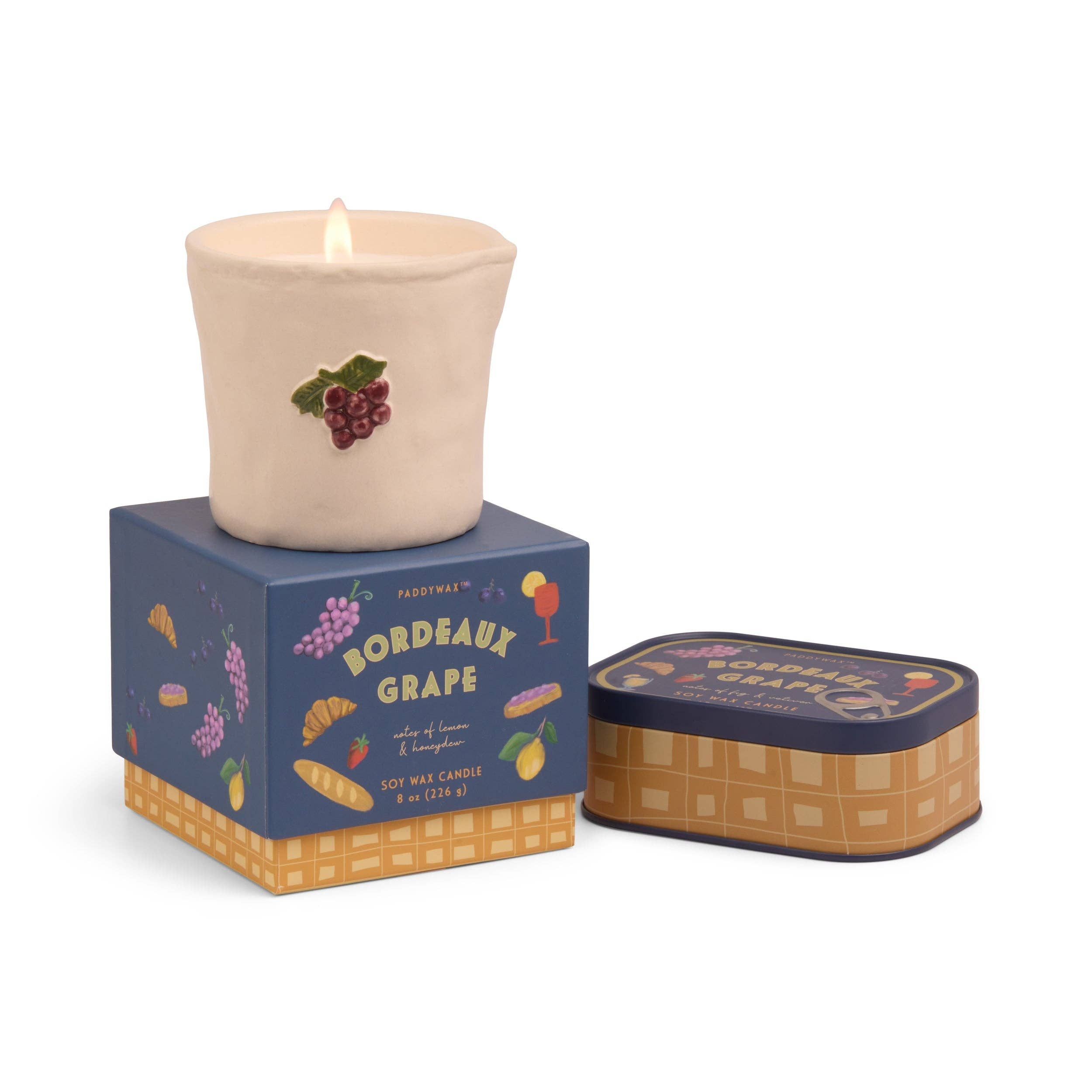 Paddywax Bistro Grapes Ceramic Candle - Bordeaux Grape