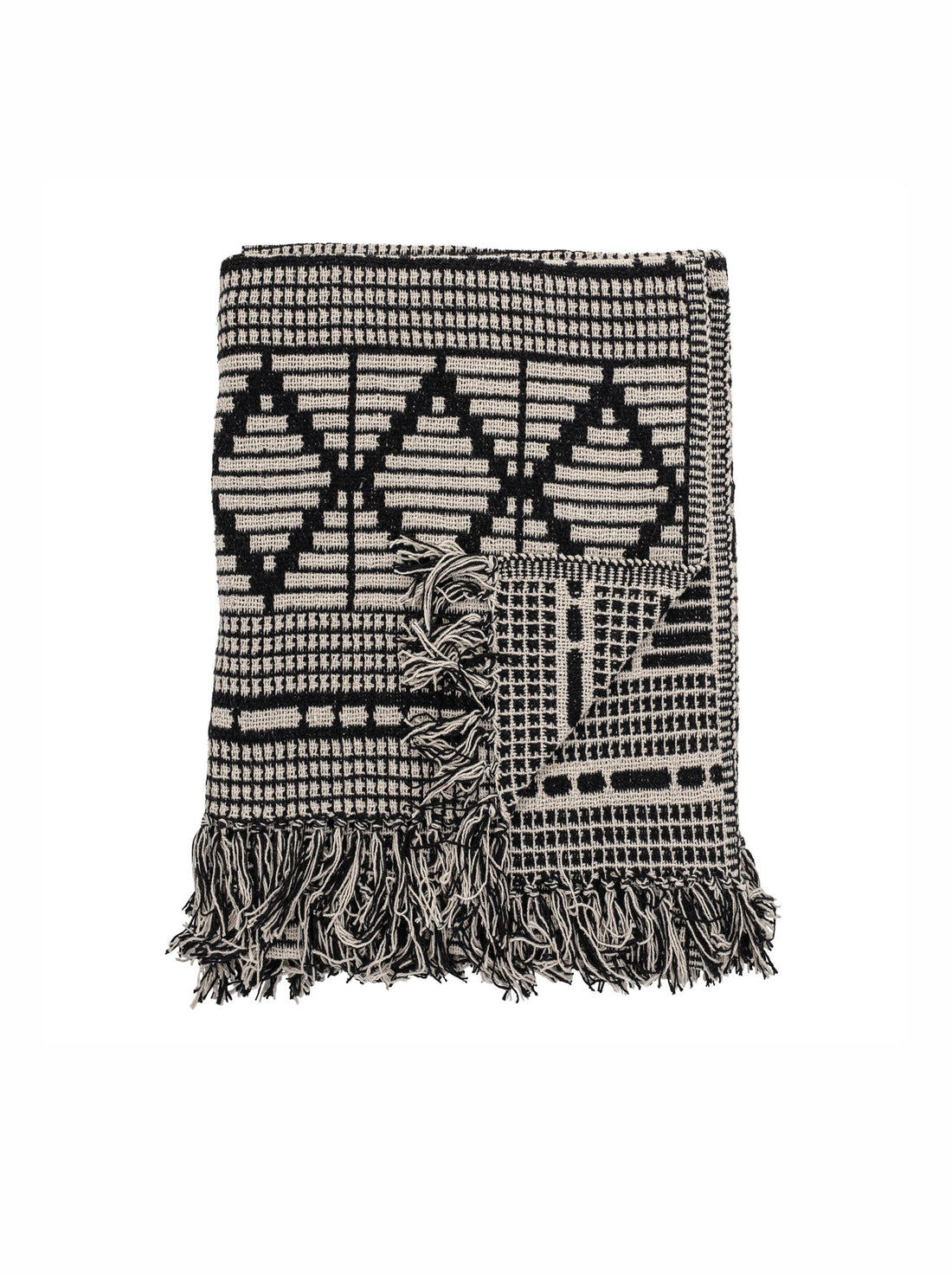 Gutte Black Printed Recycled Cotton Throw