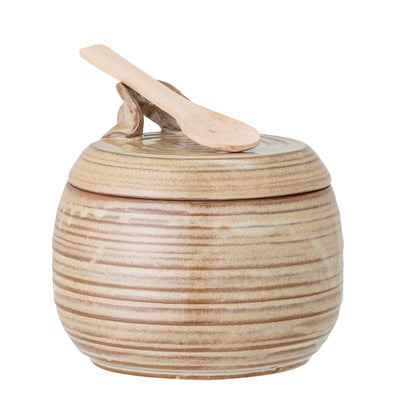 Moss Natural Stoneware Jar With Lid &amp; Spoon