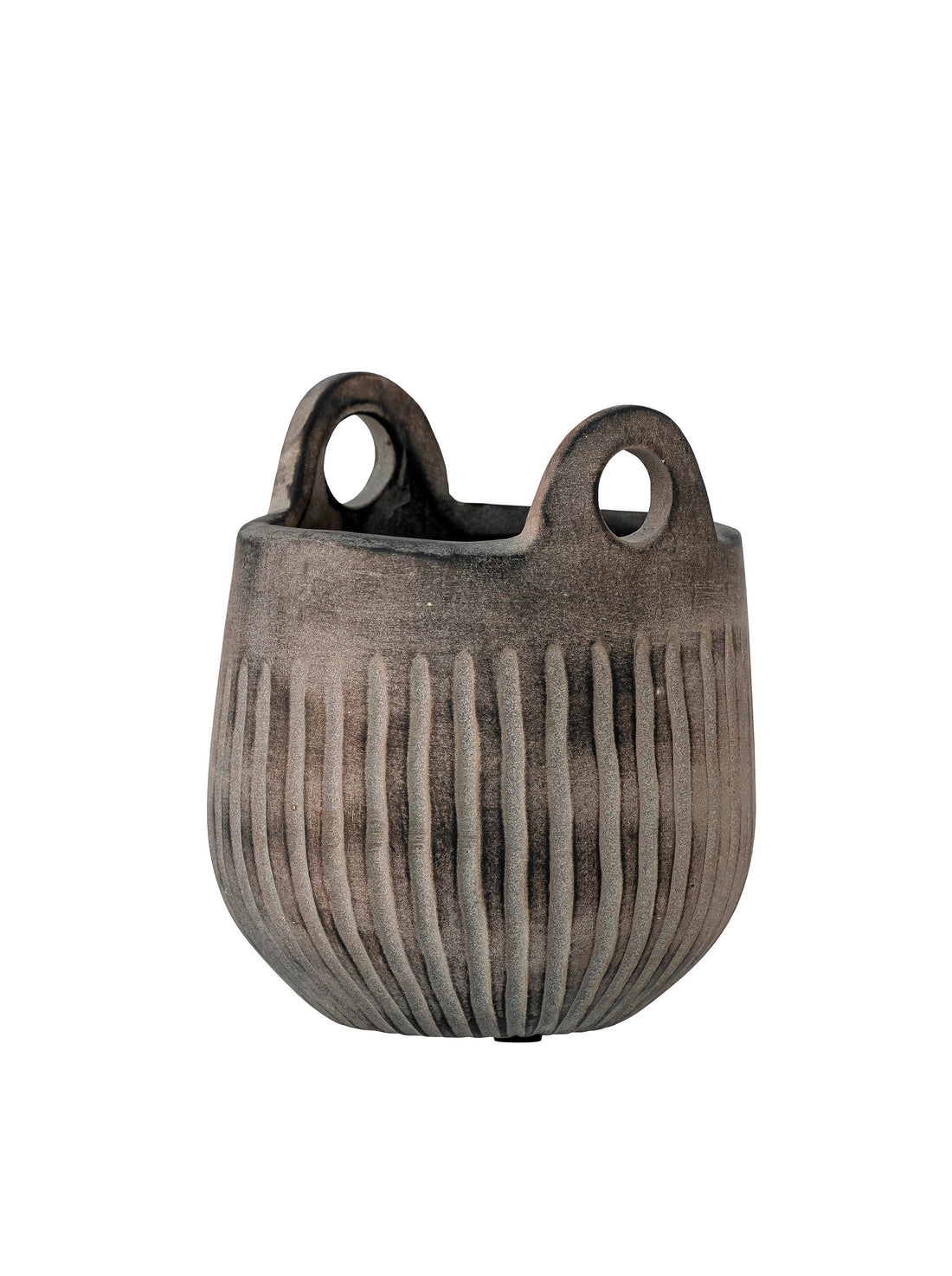 Lagos Grey Ceramic Striped Flowerpot