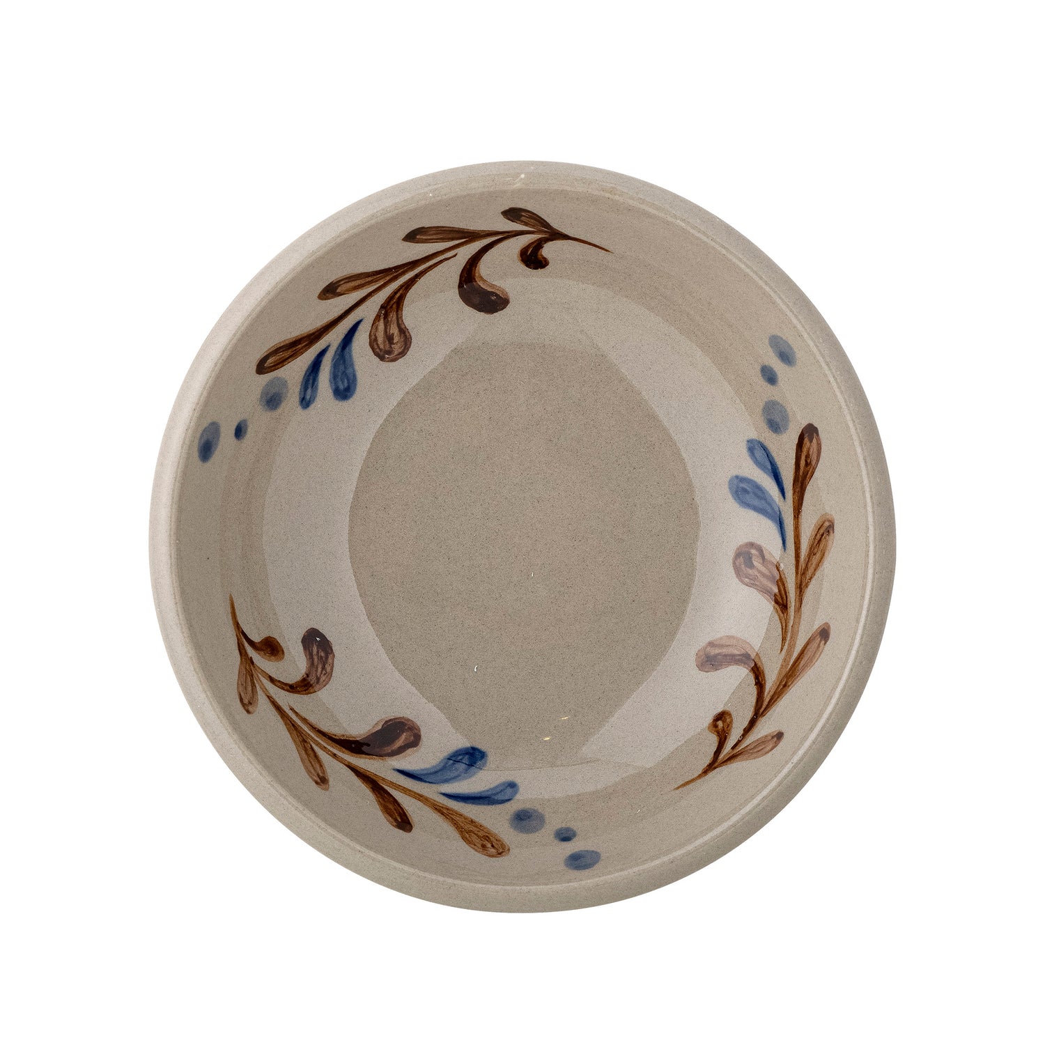 Peline Hand-Painted Stoneware Bowl in Natural, Blue &amp; Brown